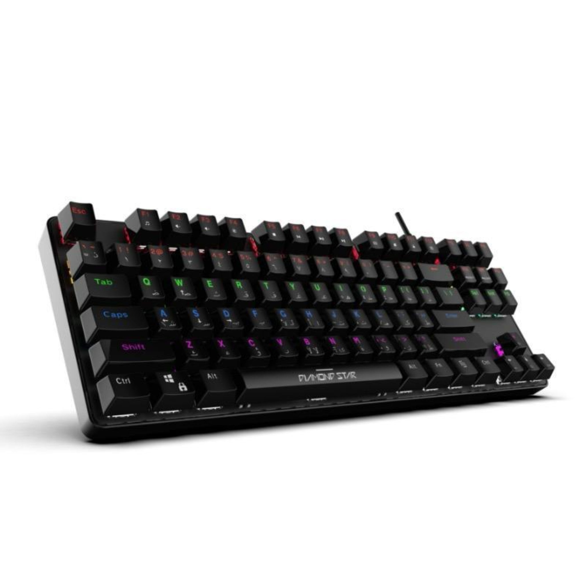 Diamond Star MH7588 TKL Mechanical Gaming Keyboard (80% Layout, Red Kaicheng Switches, RGB, Aluminum Build) - Black