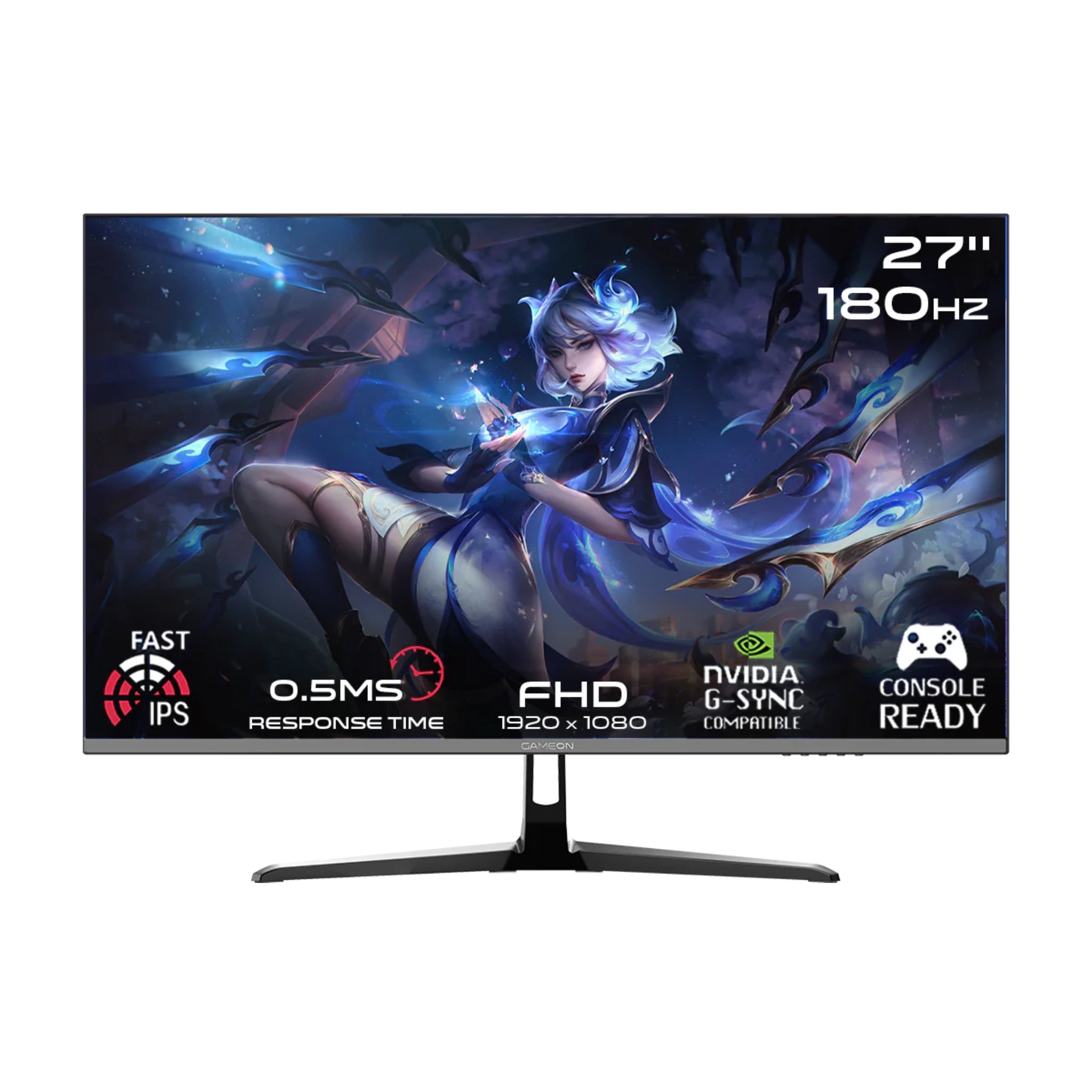 GAMEON GOPS27180IPS Pro Series 27" FHD, 180Hz, MPRT 0.5ms, HDMI 2.1, Fast IPS Gaming Monitor (Supports PS5) - Black
