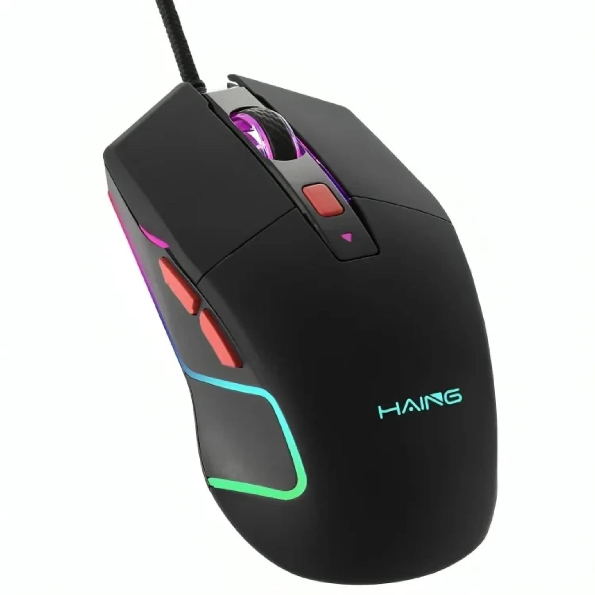HAING HI-GM300 Wired Gaming Mouse (3200 DPI, 6 Buttons, Multi-Color Breathing LED) - Black