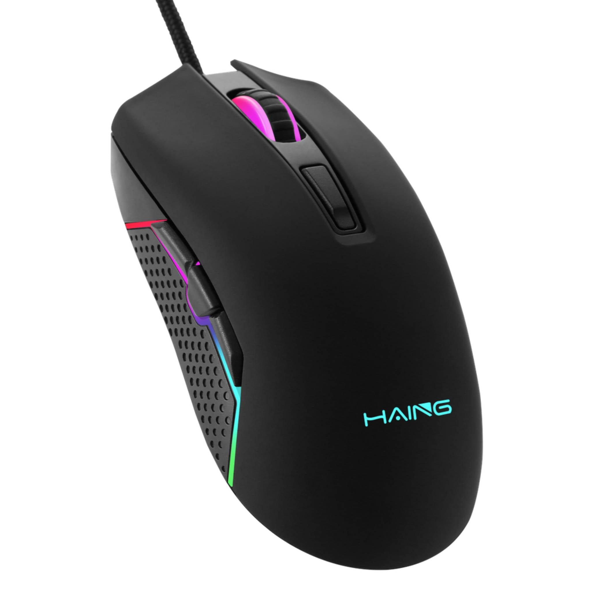 HAING HI-GM500 Wired Gaming Mouse (7200 DPI, 7/8 Programmable Buttons, Dynamic RGB) - Black