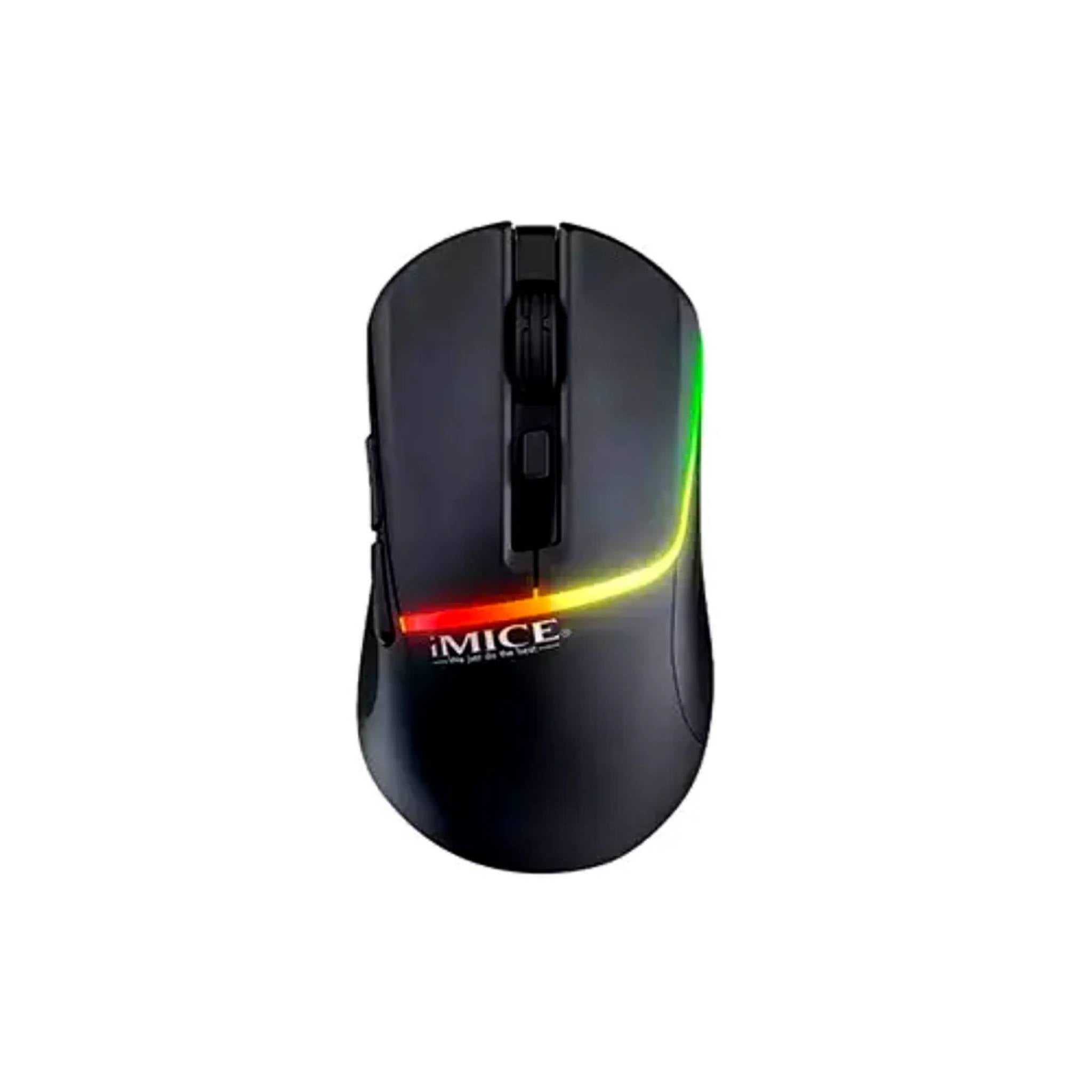 iMice T20 Wired Gaming Mouse (6600 DPI, 6 Programmable Buttons, 7-Color RGB Backlight) - Black