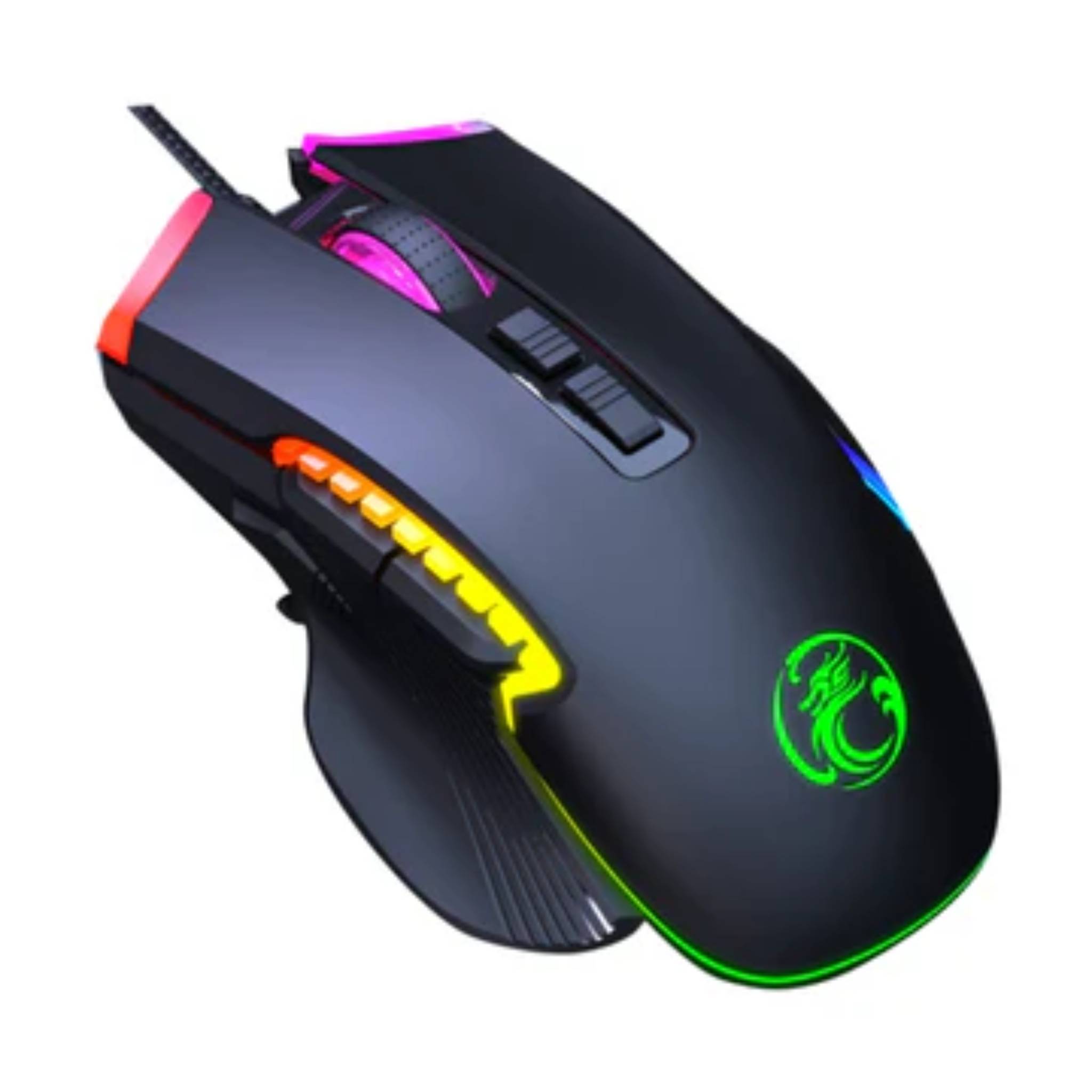 iMice T70 Wired Gaming Mouse (7200 DPI, 8 Programmable Buttons, Dedicated Fire Button, RGB) - Black